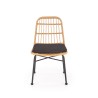 Scaun living/sufragerie Halmar K401, cadru metal, stil scandinav, 47x45x85x43cm, ratan/textil, maro/negru