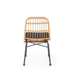 Scaun living/sufragerie Halmar K401, cadru metal, stil scandinav, 47x45x85x43cm, ratan/textil, maro/negru