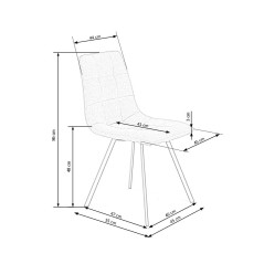 Scaun tapitat living/sufragerie Halmar K402, cadru metal,  stil clasic, 45x55x86x48cm, stofa, gri