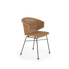 Scaun living/sufragerie Halmar K407, cadru metal,  stil scandinav, 56x51x77x46cm, ratan, maro