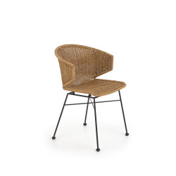Scaun living/sufragerie Halmar K407, cadru metal,  stil scandinav, 56x51x77x46cm, ratan, maro