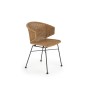 Scaun stil boho, ratan sintetic si metal, latime 56 cm, maro
