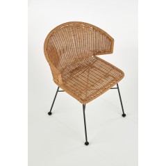 Scaun living/sufragerie Halmar K407, cadru metal,  stil scandinav, 56x51x77x46cm, ratan, maro