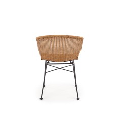 Scaun living/sufragerie Halmar K407, cadru metal,  stil scandinav, 56x51x77x46cm, ratan, maro