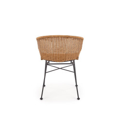 Scaun living/sufragerie Halmar K407, cadru metal,  stil scandinav, 56x51x77x46cm, ratan, maro