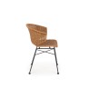 Scaun living/sufragerie Halmar K407, cadru metal,  stil scandinav, 56x51x77x46cm, ratan, maro