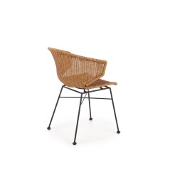 Scaun living/sufragerie Halmar K407, cadru metal,  stil scandinav, 56x51x77x46cm, ratan, maro