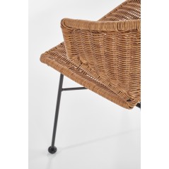 Scaun living/sufragerie Halmar K407, cadru metal,  stil scandinav, 56x51x77x46cm, ratan, maro
