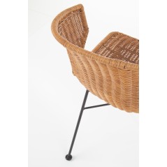 Scaun living/sufragerie Halmar K407, cadru metal,  stil scandinav, 56x51x77x46cm, ratan, maro