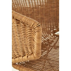 Scaun living/sufragerie Halmar K407, cadru metal,  stil scandinav, 56x51x77x46cm, ratan, maro