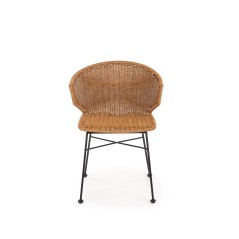 Scaun living/sufragerie Halmar K407, cadru metal,  stil scandinav, 56x51x77x46cm, ratan, maro