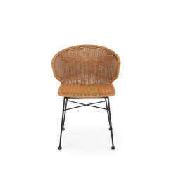 Scaun living/sufragerie Halmar K407, cadru metal,  stil scandinav, 56x51x77x46cm, ratan, maro