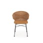 Scaun stil boho, ratan sintetic si metal, latime 56 cm, maro