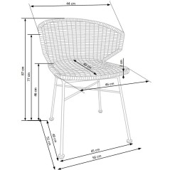 Scaun living/sufragerie Halmar K407, cadru metal,  stil scandinav, 56x51x77x46cm, ratan, maro