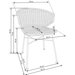 Scaun living/sufragerie Halmar K407, cadru metal,  stil scandinav, 56x51x77x46cm, ratan, maro