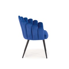 Scaun tapitat living/sufragerie Halmar K410, cadru metal,  stil clasic, 65x62x85x50cm, catifea, albastru