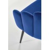 Scaun tapitat living/sufragerie Halmar K410, cadru metal, stil clasic, 65x62x85x50cm, catifea, albastru