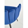 Scaun tapitat living/sufragerie Halmar K410, cadru metal, stil clasic, 65x62x85x50cm, catifea, albastru