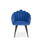 Scaun catifea bleumarin, spatar scoica, cadru metal, 65x62x85x50 cm Scaun catifea bleumarin, spatar scoica, cadru metal, 65x62x85x50 cm