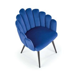 Scaun tapitat living/sufragerie Halmar K410, cadru metal,  stil clasic, 65x62x85x50cm, catifea, albastru
