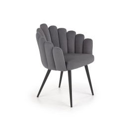 Scaun tapitat living/sufragerie Halmar K410, cadru metal,  stil clasic, 65x62x85x50cm, catifea, gri