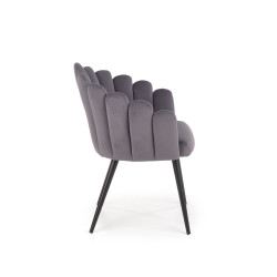 Scaun tapitat living/sufragerie Halmar K410, cadru metal,  stil clasic, 65x62x85x50cm, catifea, gri