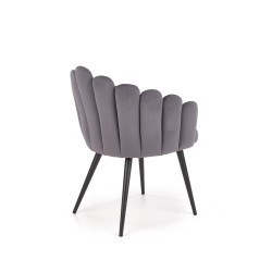 Scaun tapitat living/sufragerie Halmar K410, cadru metal,  stil clasic, 65x62x85x50cm, catifea, gri
