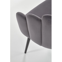 Scaun tapitat living/sufragerie Halmar K410, cadru metal,  stil clasic, 65x62x85x50cm, catifea, gri
