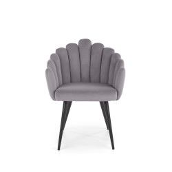 Scaun tapitat living/sufragerie Halmar K410, cadru metal,  stil clasic, 65x62x85x50cm, catifea, gri