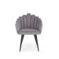 Scaun matlasat, spatar scoica, catifea gri si metal, 65x62x85x50 cm Scaun matlasat, spatar scoica, catifea gri si metal, 65x62x85x50 cm