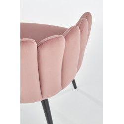 Scaun tapitat living/sufragerie Halmar K410, cadru metal,  stil clasic, 65x62x85x50cm, catifea, roz