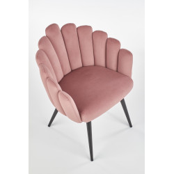 Scaun tapitat living/sufragerie Halmar K410, cadru metal,  stil clasic, 65x62x85x50cm, catifea, roz