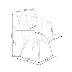 Scaun tapitat living/sufragerie Halmar K410, cadru metal,  stil clasic, 65x62x85x50cm, catifea, roz