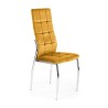 Scaun tapitat living/sufragerie Halmar K416, cadru metal, spatar matlasat, stil glamour, 43x54x101x47cm, stofa, galben