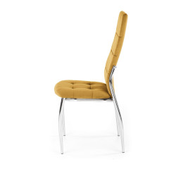 Scaun tapitat living/sufragerie Halmar K416, cadru metal, spatar matlasat, stil glamour, 43x54x101x47cm, stofa, galben