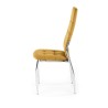 Scaun tapitat living/sufragerie Halmar K416, cadru metal, spatar matlasat, stil glamour, 43x54x101x47cm, stofa, galben