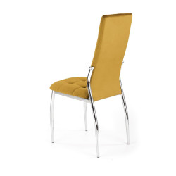 Scaun tapitat living/sufragerie Halmar K416, cadru metal, spatar matlasat, stil glamour, 43x54x101x47cm, stofa, galben