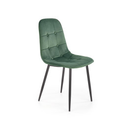 Scaun tapitat living/sufragerie Halmar K417, cadru metal, spatar matlasat, stil modern, 44x56x87x48cm, catifea, verde