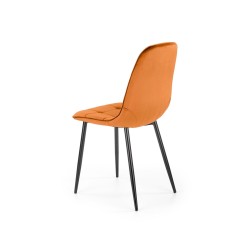 Scaun tapitat living/sufragerie Halmar K417, cadru metal, spatar matlasat, stil modern, 44x56x87x48cm, catifea, maro