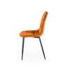 Scaun tapitat living/sufragerie Halmar K417, cadru metal, spatar matlasat, stil modern, 44x56x87x48cm, catifea, maro