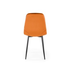 Scaun tapitat living/sufragerie Halmar K417, cadru metal, spatar matlasat, stil modern, 44x56x87x48cm, catifea, maro