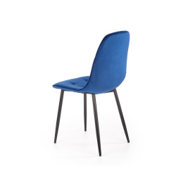 Scaun tapitat living/sufragerie Halmar K417, cadru metal, spatar matlasat, stil modern, 44x56x87x48cm, catifea, albastru