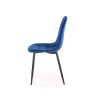 Scaun tapitat living/sufragerie Halmar K417, cadru metal, spatar matlasat, stil modern, 44x56x87x48cm, catifea, albastru