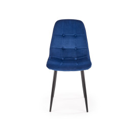Scaun tapitat living/sufragerie Halmar K417, cadru metal, spatar matlasat, stil modern, 44x56x87x48cm, catifea, albastru