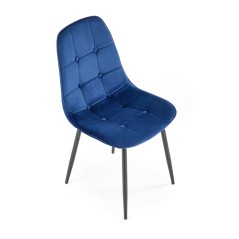 Scaun tapitat living/sufragerie Halmar K417, cadru metal, spatar matlasat, stil modern, 44x56x87x48cm, catifea, albastru