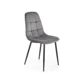 Scaun tapitat living/sufragerie Halmar K417, cadru metal, spatar matlasat, stil modern, 44x56x87x48cm, catifea, gri