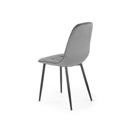 Scaun tapitat living/sufragerie Halmar K417, cadru metal, spatar matlasat, stil modern, 44x56x87x48cm, catifea, gri