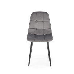 Scaun tapitat living/sufragerie Halmar K417, cadru metal, spatar matlasat, stil modern, 44x56x87x48cm, catifea, gri