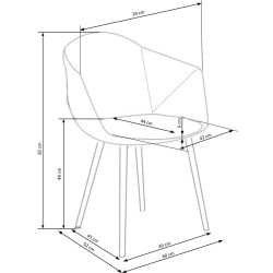 Scaun living/sufragerie Halmar K420, cadru metal,  stil scandinav, 60x52x82x48cm, textil, gri