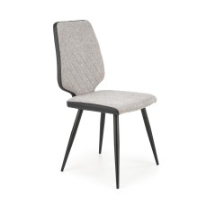 Scaun living/sufragerie Halmar K424, cadru metal, stil clasic, 45x54x91x48cm, textil/piele, gri/negru